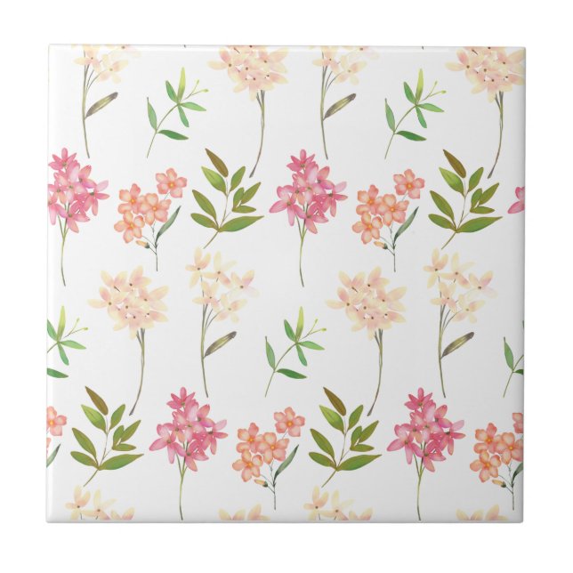 Vintage floral cottage traditional flowers tile (Front)