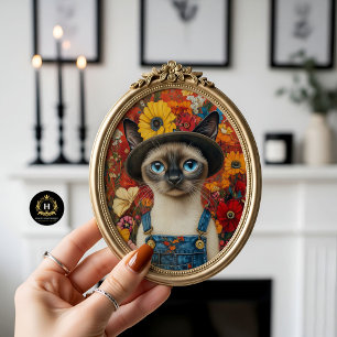 Vintage Floral Country Siamese Cat Decoupage  Tissue Paper