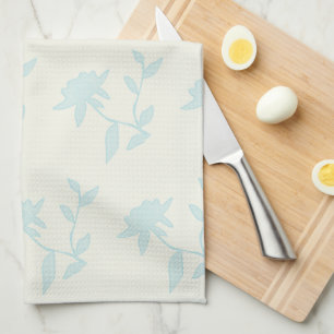Vintage Floral Cream And Light Blue Tea Towel