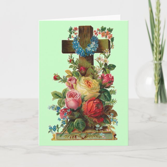 Vintage Floral Cross Card (Front)