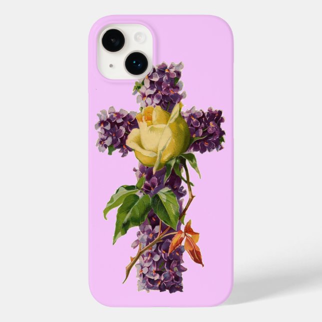 Vintage Floral Cross Case-Mate iPhone Case (Back)