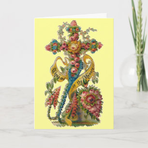 Vintage Floral Cross Condolence Card