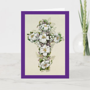 Vintage Floral Cross Easter Card