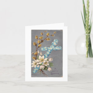 Vintage Floral Cross Holiday Card