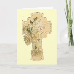 Vintage Floral Cross Holiday Card