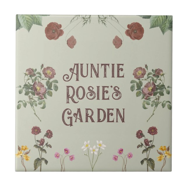 Vintage Floral Custom Display Garden Tile (Front)