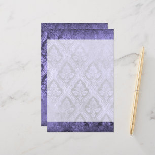 Vintage Floral Custom Paper Stationery - Purple