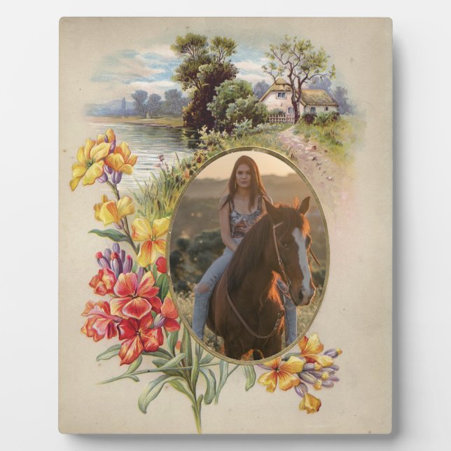 Vintage Floral Custom Photo Frame Plaque (Front)