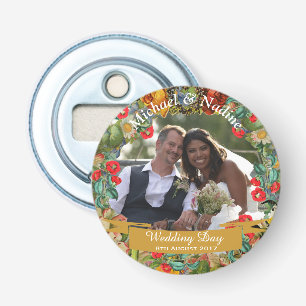 Vintage Floral Custom Photo Personalised Bottle Opener