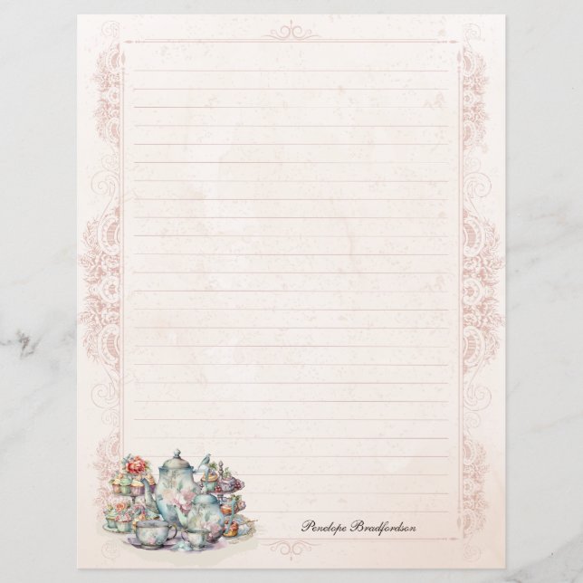 Vintage Floral Dainty High Tea Lined Stationery (Front)