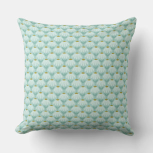 Vintage Floral Daisies Pattern Teal Blue & Olive Cushion