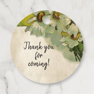 Vintage Floral Daisy Wedding Thank You for Coming Favour Tags