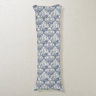 Vintage floral damask Blue toile de jouy Body Cushion