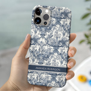 Vintage floral damask Blue toile de jouy monogram Case-Mate iPhone 14 Case
