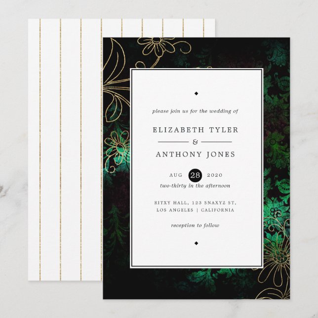 Vintage Floral Damask Invitation (Front/Back)