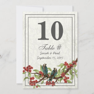 Vintage Floral Damask Wedding Table Number Card