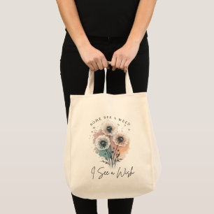Vintage Floral Dandelion Wish Trendy Botanical Art Tote Bag