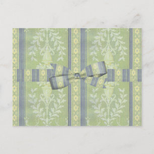 Vintage Floral Decor Wallpaper Pattern Green Blue Postcard