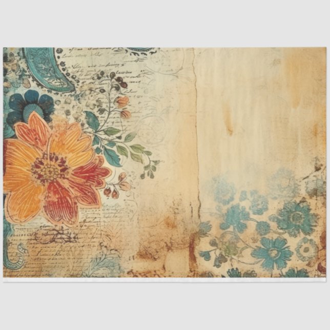 Vintage Floral Decoupage Tissue Paper (Front)