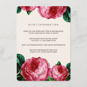 VINTAGE FLORAL DECOUPAGE WEDDING INSERT CARD