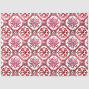 Vintage Floral Delft Pink Tile Decoupage Tissue Pa Paper