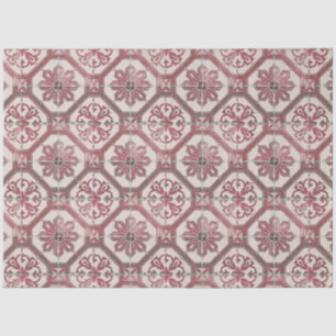 Vintage Floral Delft Pink Tile Decoupage Tissue Paper