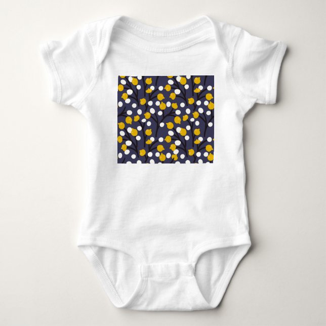 Vintage floral delicate botanical pattern. baby bodysuit (Front)