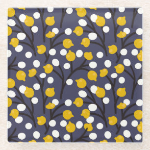 Vintage floral delicate botanical pattern. glass coaster