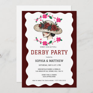 Vintage Floral Derby Party Invitation Elegant Hat