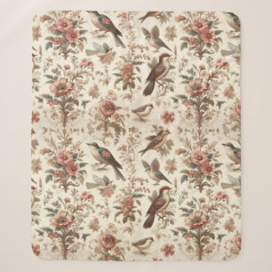 Vintage Floral Design Sherpa Blanket