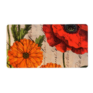 Vintage Floral Design with Red Poppy