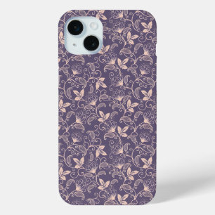 Vintage Floral Design with Swirling Vines iPhone 15 Mini Case