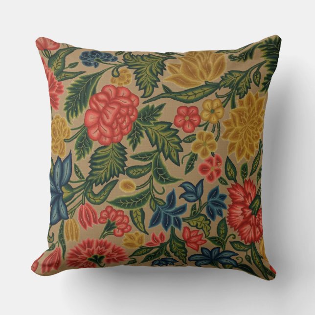 Vintage Floral Designer Garden Artwork Cushion (Front)