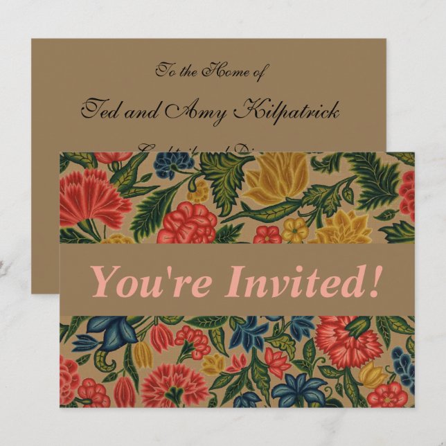 Vintage Floral Designer Garden Artwork Invitation (Front/Back)