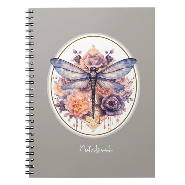 Vintage Floral Dragonfly Notebook (Front)