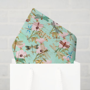 Vintage Floral Dragonfly Tissue Paper