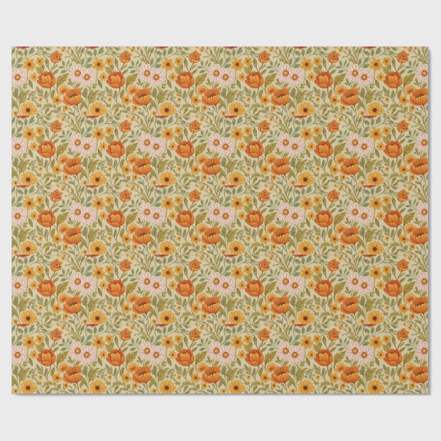 vintage Floral Dream Wildflower art Wrapping Paper (Flat)