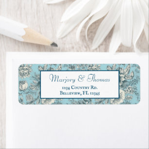 Vintage Floral Dusty Blue Flower Botanical Return