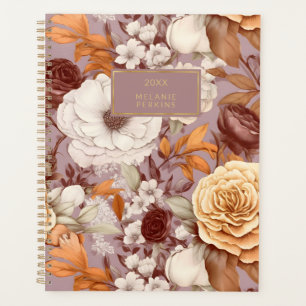 Vintage Floral Dusty Lilac Peach Watercolor Flower Planner