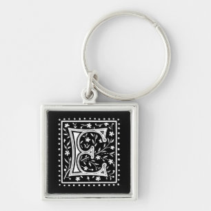 Vintage Floral 'E' Monogram - Keychain