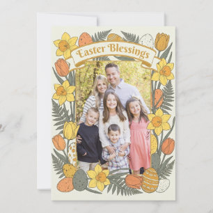 Vintage Floral Easter Blessings Greeting Card