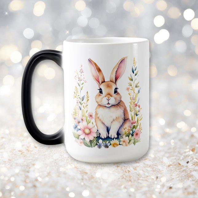 Vintage Floral Easter Bunny Personalised Magic Mug (Creator Uploaded)
