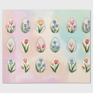 Vintage Floral Easter Egg Pattern Wrapping Paper