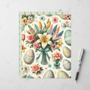 Vintage Floral Easter Scrapbook Paper