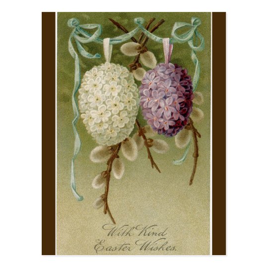 Vintage Floral Egg Easter Wishes Postcard | Zazzle.co.uk