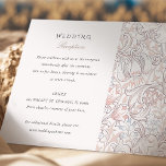 Vintage Floral Elegance Wedding Reception Card<br><div class="desc">This wedding reception invitation is a romantic nod to vintage charm with its intricate William Morris-inspired floral patterns in a palette of soft peaches, blush pinks, muted blues, and delicate creams. The artistic background harmonises with the elegant serif font announcing the celebration details. The ornate design sets a sophisticated tone...</div>