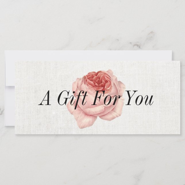 Vintage Floral Elegant Linen Gift Certificate (Front)