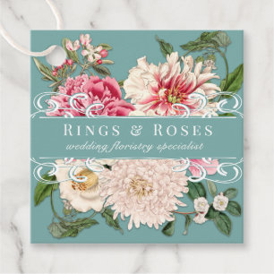 Vintage Floral Elegant Mint Botanicals Swirls Chic Favour Tags