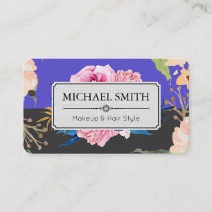 Vintage Floral Elegant Modern Iris Jet Business Card