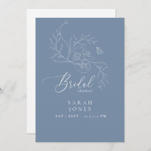Vintage Floral Elegant Periwinkle Bridal Shower  Invitation